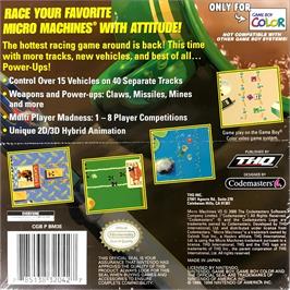 Box back cover for Micro Machines V3 on the Nintendo Game Boy Color.