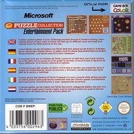 Box back cover for Microsoft - The 6 In 1 Puzzle Collection Entertainment Pack on the Nintendo Game Boy Color.