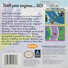 Box back cover for Nicktoons Racing on the Nintendo Game Boy Color.