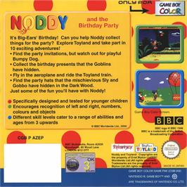 Box back cover for Noddy And The Birthday Party on the Nintendo Game Boy Color.