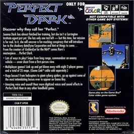 Box back cover for Perfect Dark on the Nintendo Game Boy Color.