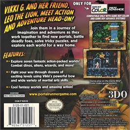 Box back cover for Portal Runner on the Nintendo Game Boy Color.