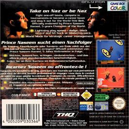 Box back cover for Prince Naseem Boxing on the Nintendo Game Boy Color.