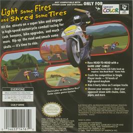 Box back cover for Road Rash on the Nintendo Game Boy Color.