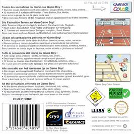 Box back cover for Roland Garros French Open on the Nintendo Game Boy Color.