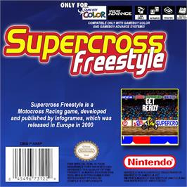 Box back cover for Supercross Freestyle on the Nintendo Game Boy Color.