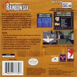 Box back cover for Tom Clancy's Rainbow Six on the Nintendo Game Boy Color.