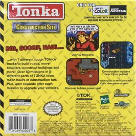 Box back cover for Tonka Construction Site on the Nintendo Game Boy Color.