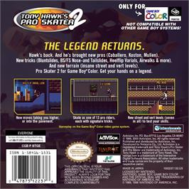 Box back cover for Tony Hawk's Pro Skater 2 on the Nintendo Game Boy Color.