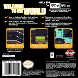 Box back cover for Tony Hawk's Pro Skater 3 on the Nintendo Game Boy Color.