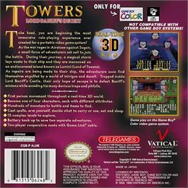 Box back cover for Towers - Lord Baniff's Deceit on the Nintendo Game Boy Color.
