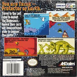 Box back cover for Turok 2 - Seeds Of Evil on the Nintendo Game Boy Color.