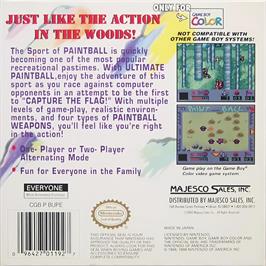 Box back cover for Ultimate Paintball on the Nintendo Game Boy Color.