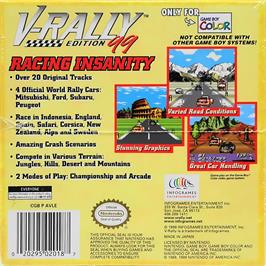 Box back cover for V-rally Championship Edition on the Nintendo Game Boy Color.