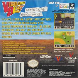 Box back cover for Vigilante 8 on the Nintendo Game Boy Color.