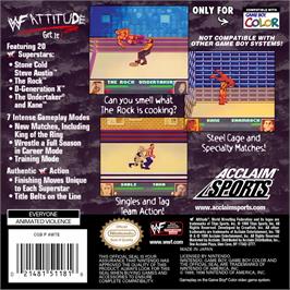 Box back cover for WWF Attitude on the Nintendo Game Boy Color.