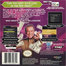 Box back cover for Who Wants To Be A Millionaire - 2nd Edition on the Nintendo Game Boy Color.