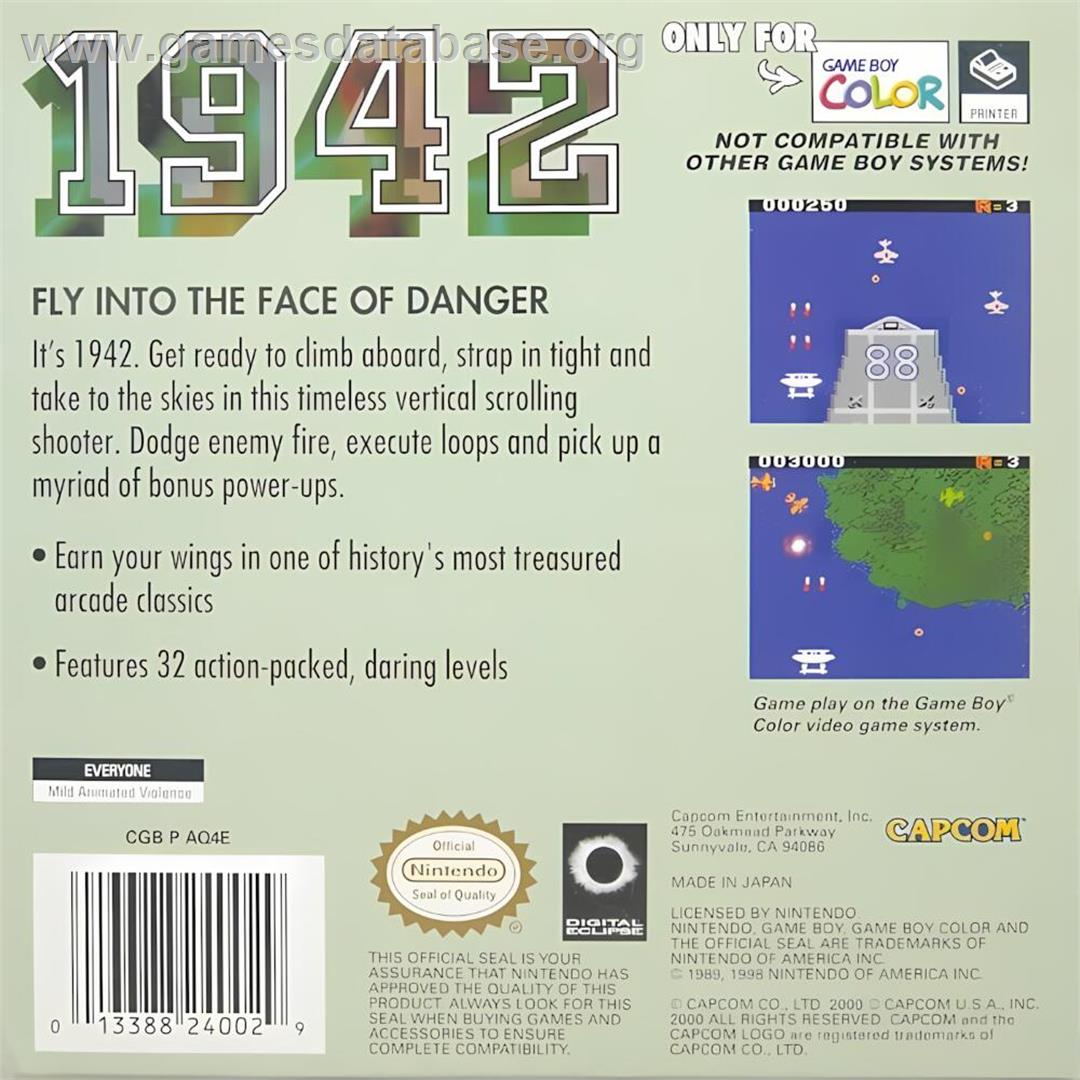 1942 - Nintendo Game Boy Color - Artwork - Box Back