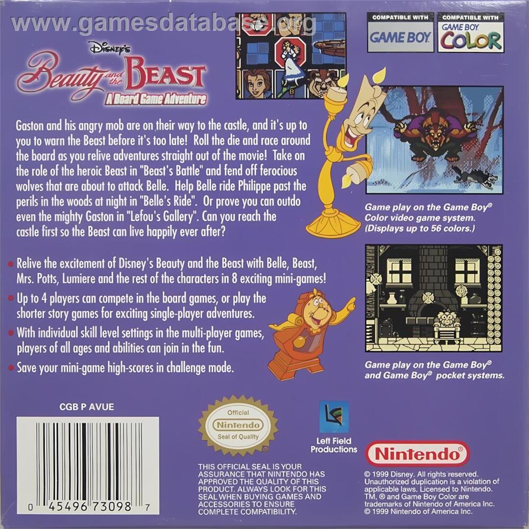 Beauty And The Beast - A Board Game Adventure - Nintendo Game Boy Color - Artwork - Box Back