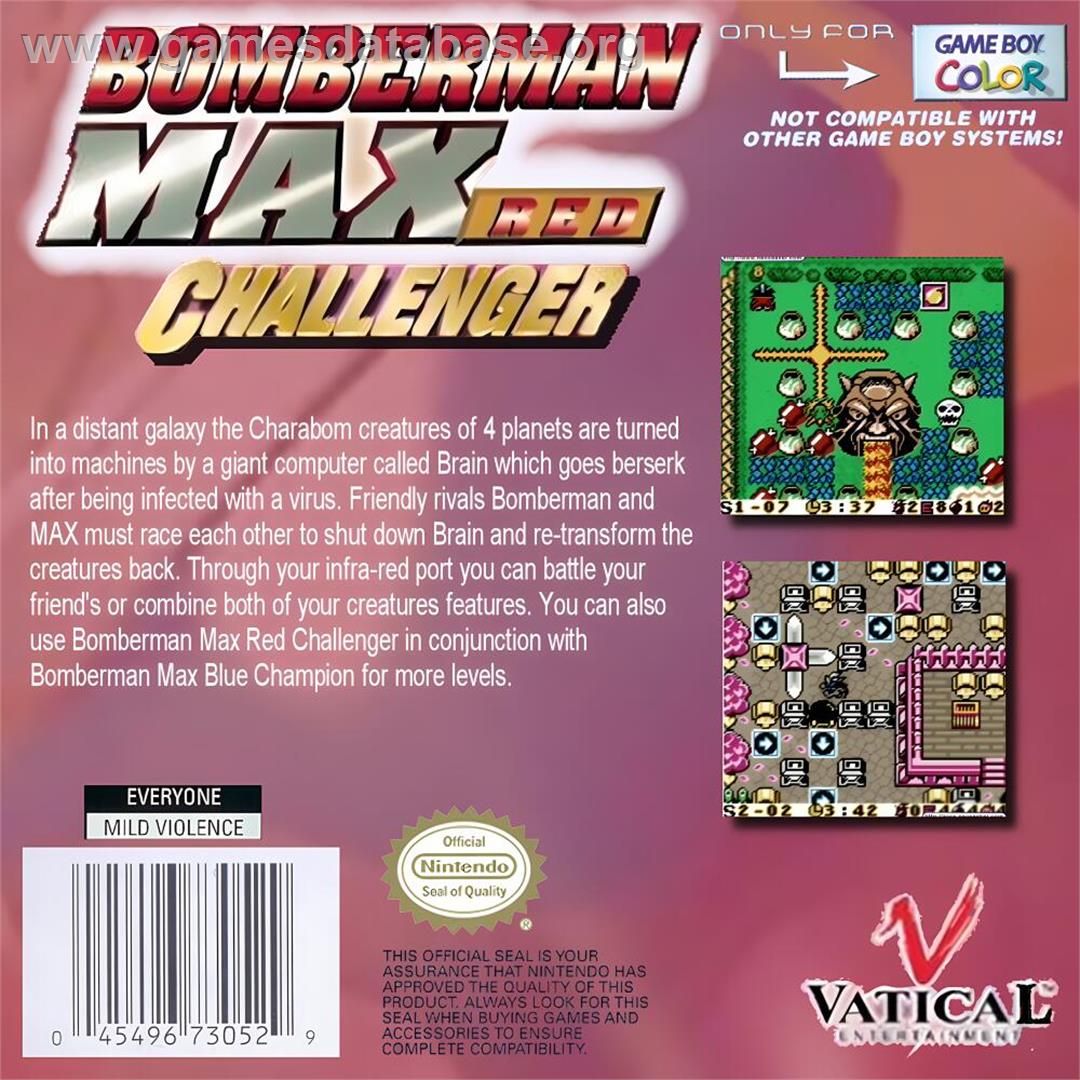 Bomberman Max - Red Challenger - Nintendo Game Boy Color - Artwork - Box Back