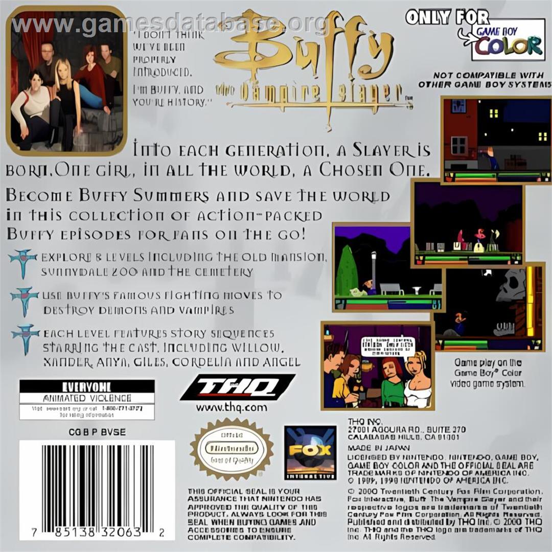 Buffy The Vampire Slayer - Nintendo Game Boy Color - Artwork - Box Back
