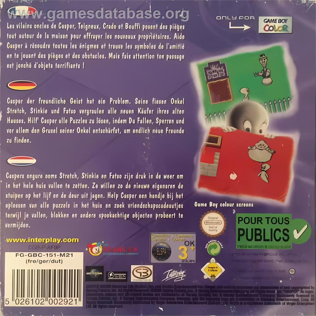 Casper - Nintendo Game Boy Color - Artwork - Box Back