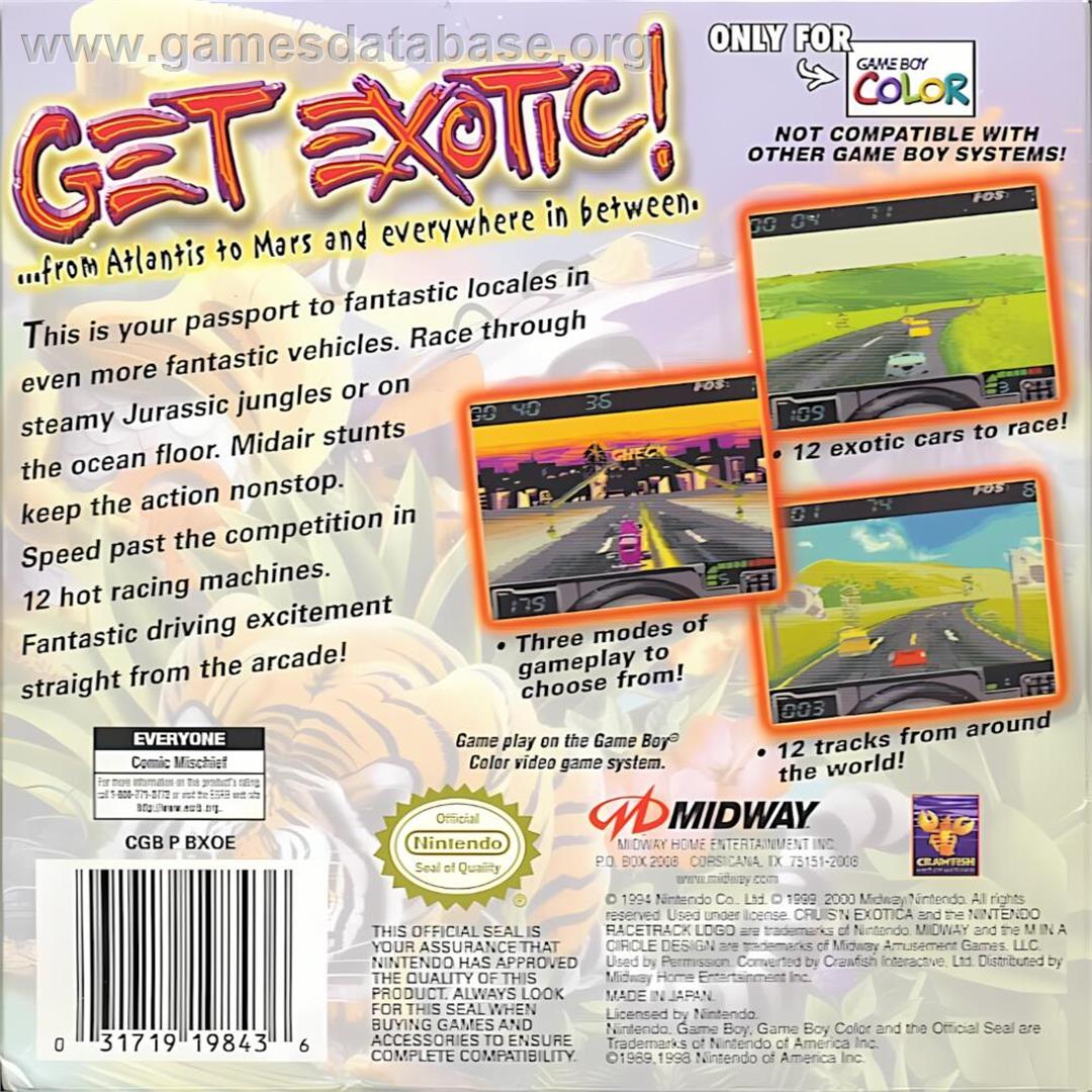 Cruis'n Exotica - Nintendo Game Boy Color - Artwork - Box Back
