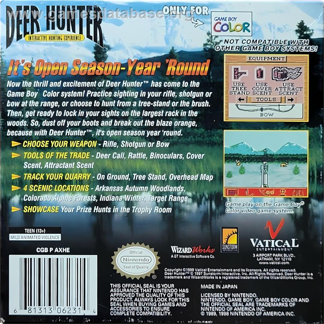 Deer Hunter - Nintendo Game Boy Color - Artwork - Box Back