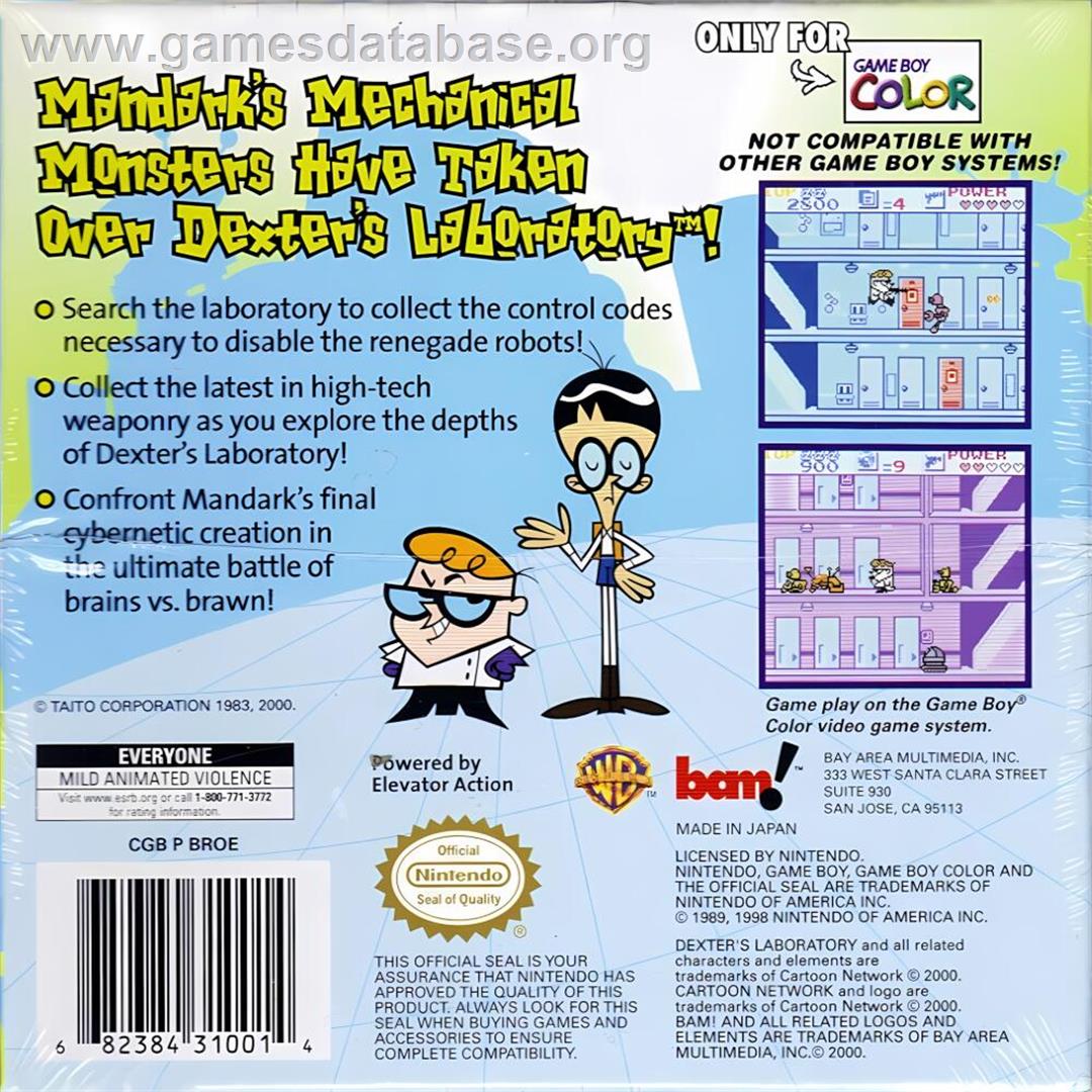 Dexter's Laboratory - Robot Rampage - Nintendo Game Boy Color - Artwork - Box Back