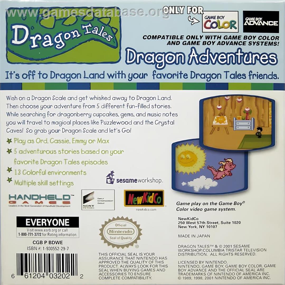Dragon Tales - Dragon Adventures - Nintendo Game Boy Color - Artwork - Box Back