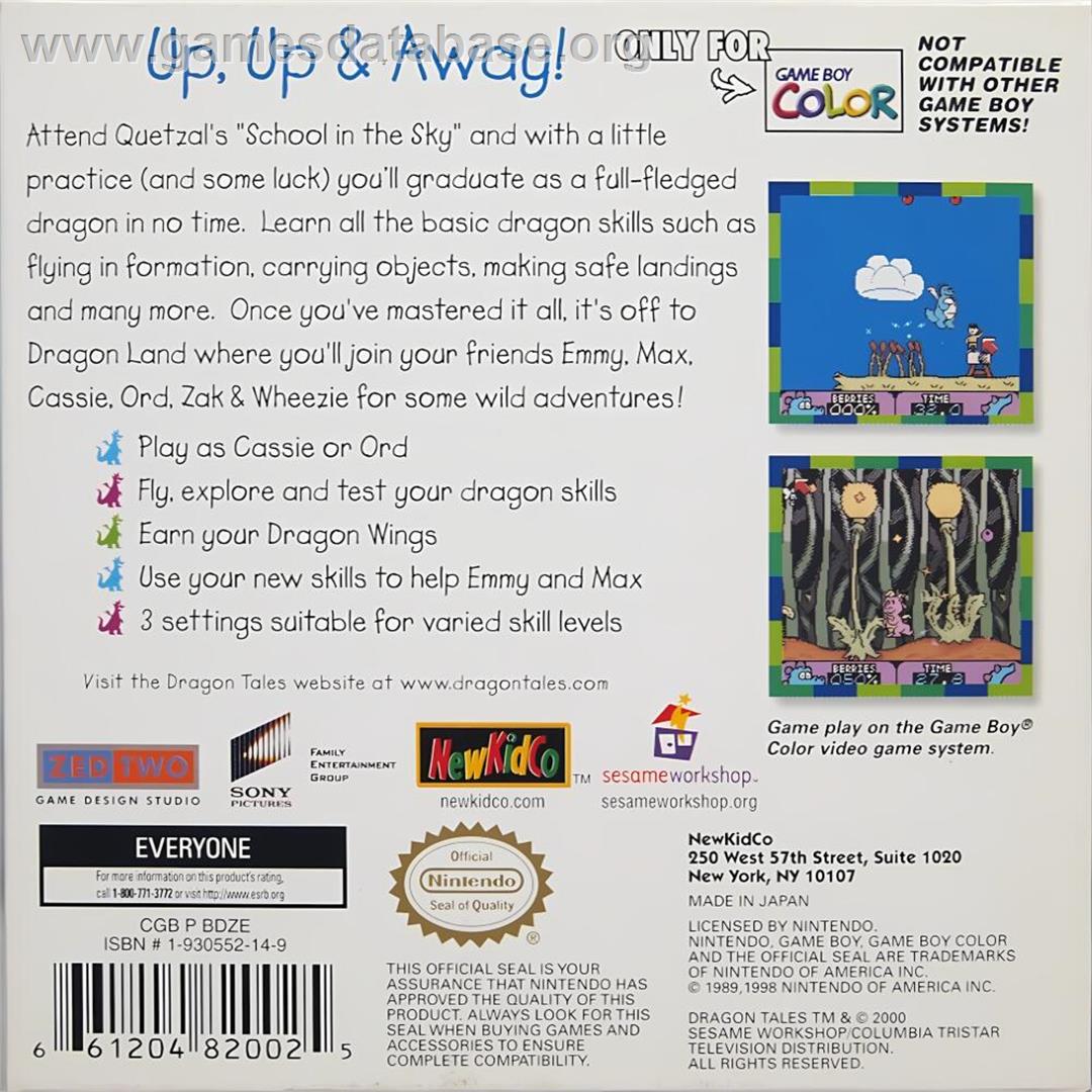Dragon Tales - Dragon Wings - Nintendo Game Boy Color - Artwork - Box Back