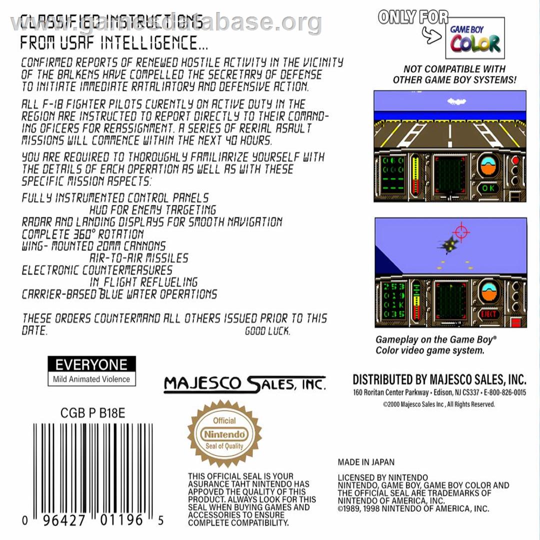 F-18 Thunder Strike - Nintendo Game Boy Color - Artwork - Box Back