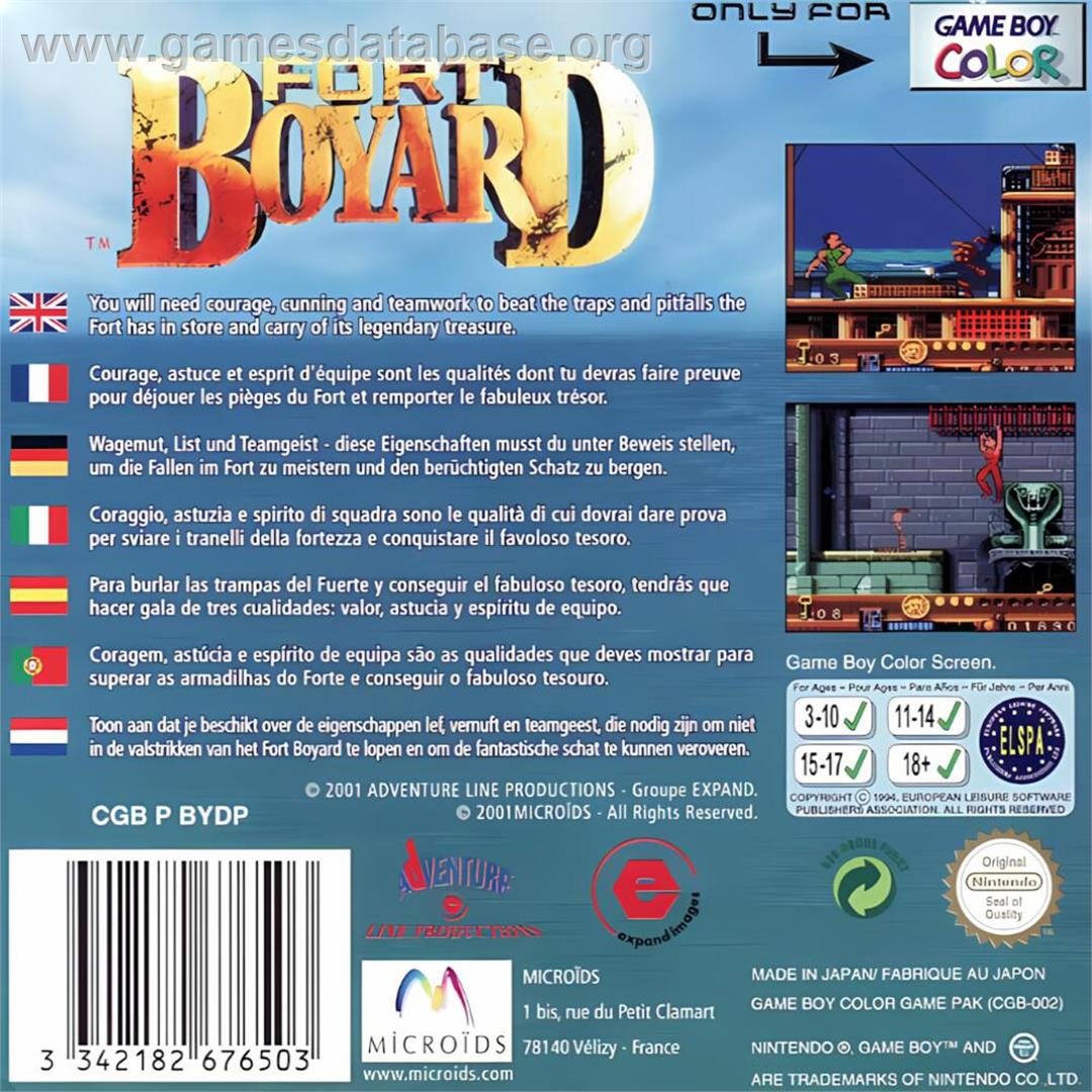 Fort Boyard - Nintendo Game Boy Color - Artwork - Box Back