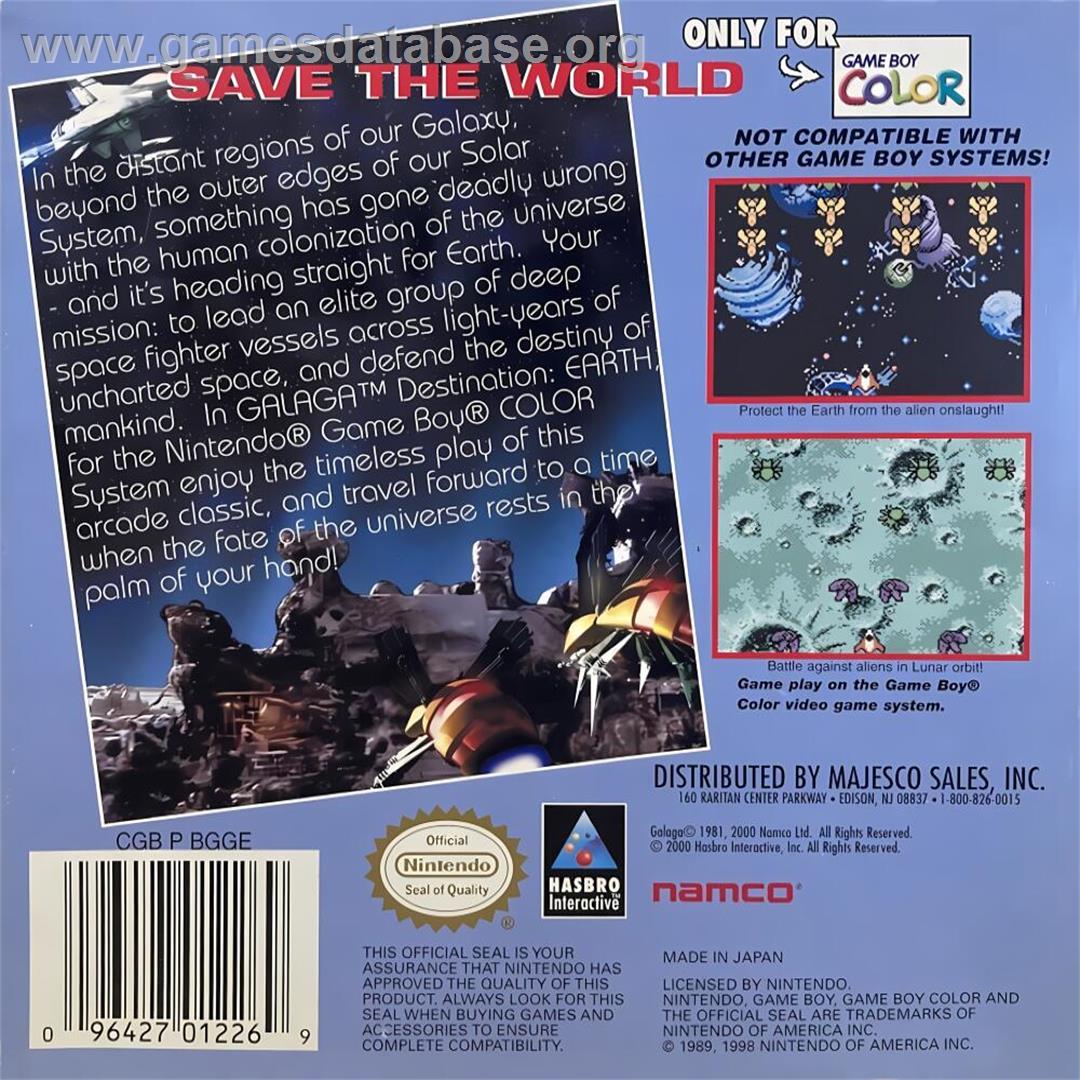 Galaga - Destination Earth - Nintendo Game Boy Color - Artwork - Box Back