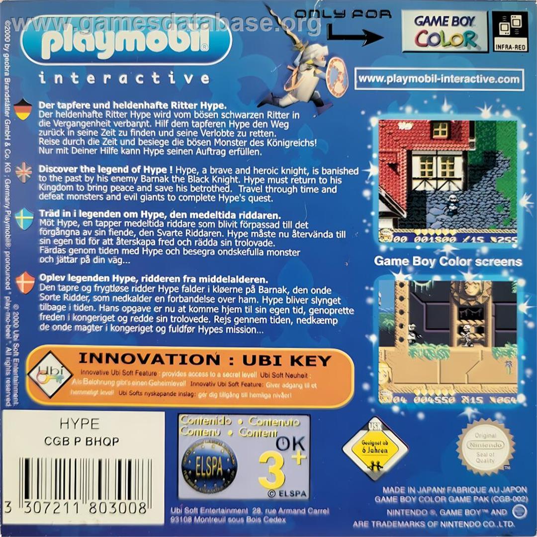 Hype - The Time Quest - Nintendo Game Boy Color - Artwork - Box Back