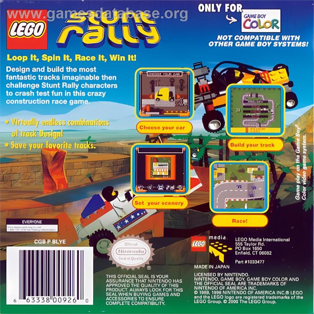 Lego Stunt Rally - Nintendo Game Boy Color - Artwork - Box Back