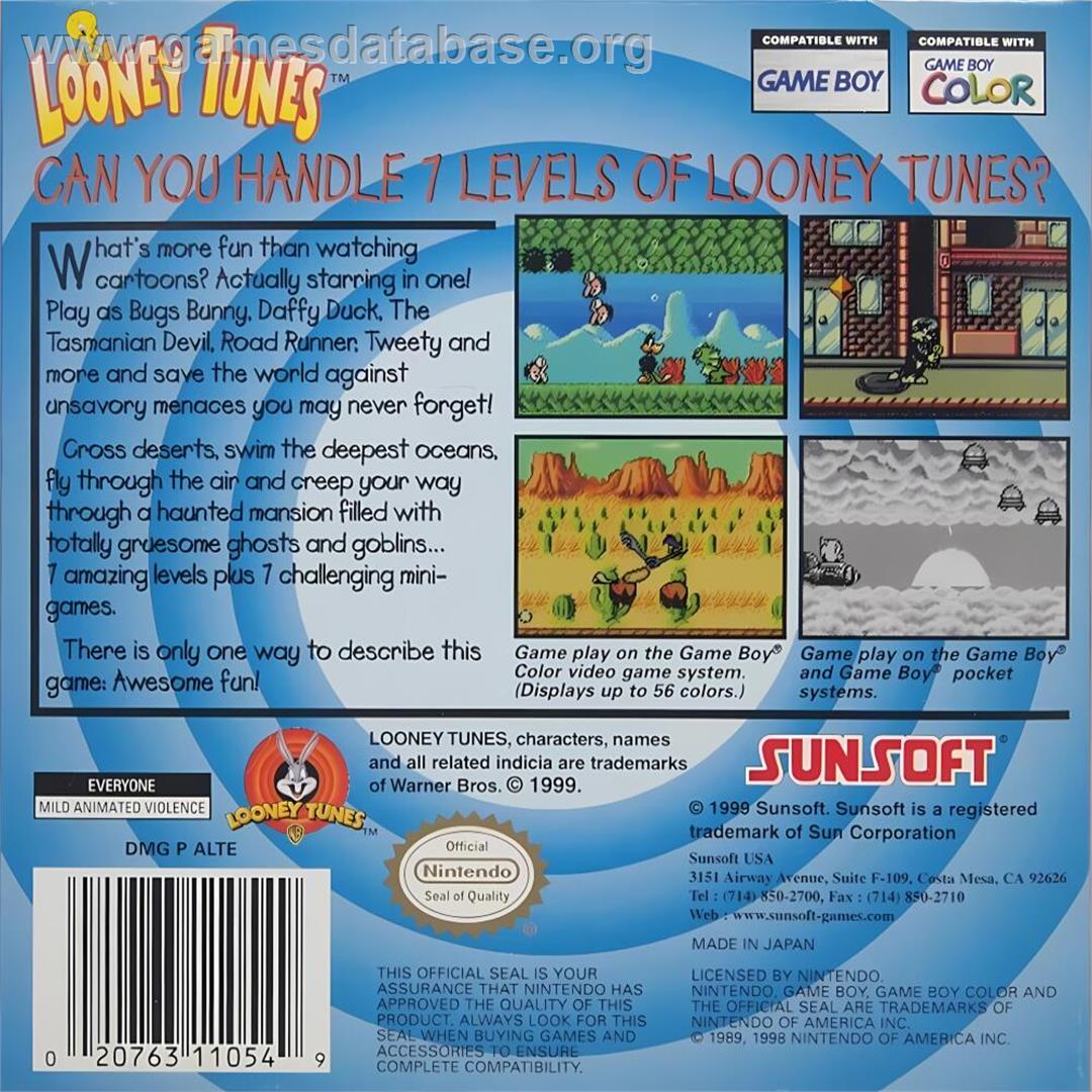 Looney Tunes - Nintendo Game Boy Color - Artwork - Box Back