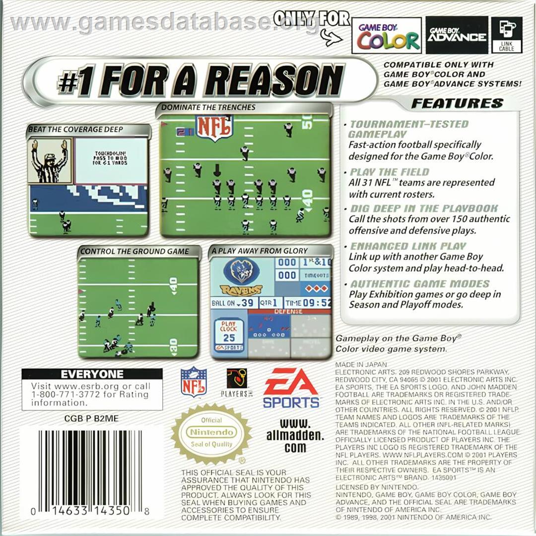 Madden Nfl 2002 - Nintendo Game Boy Color - Artwork - Box Back