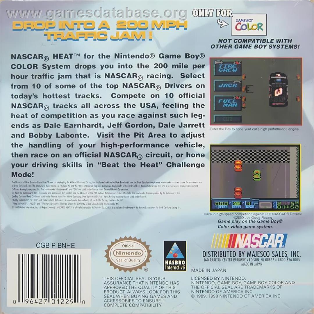 Nascar Heat - Nintendo Game Boy Color - Artwork - Box Back