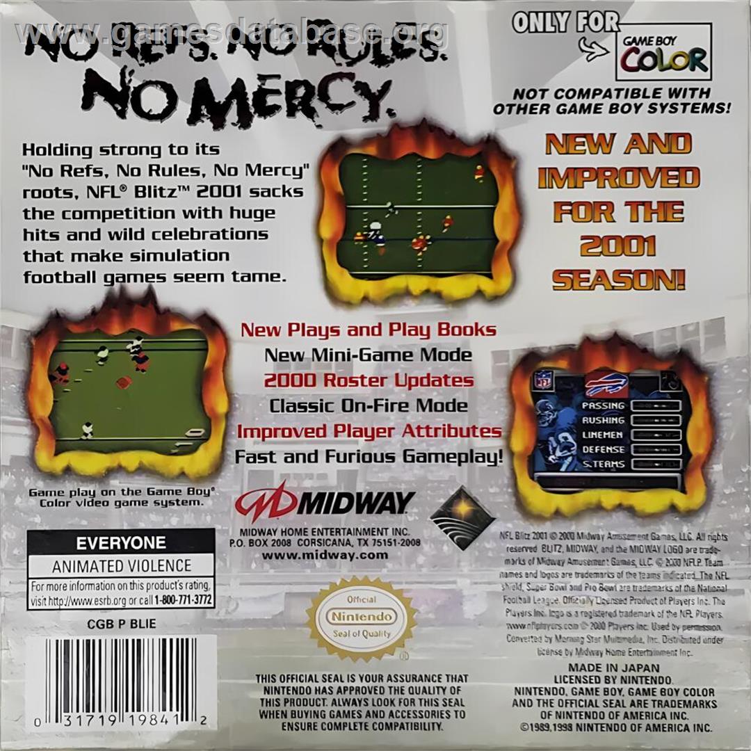 Nfl Blitz 2001 - Nintendo Game Boy Color - Artwork - Box Back