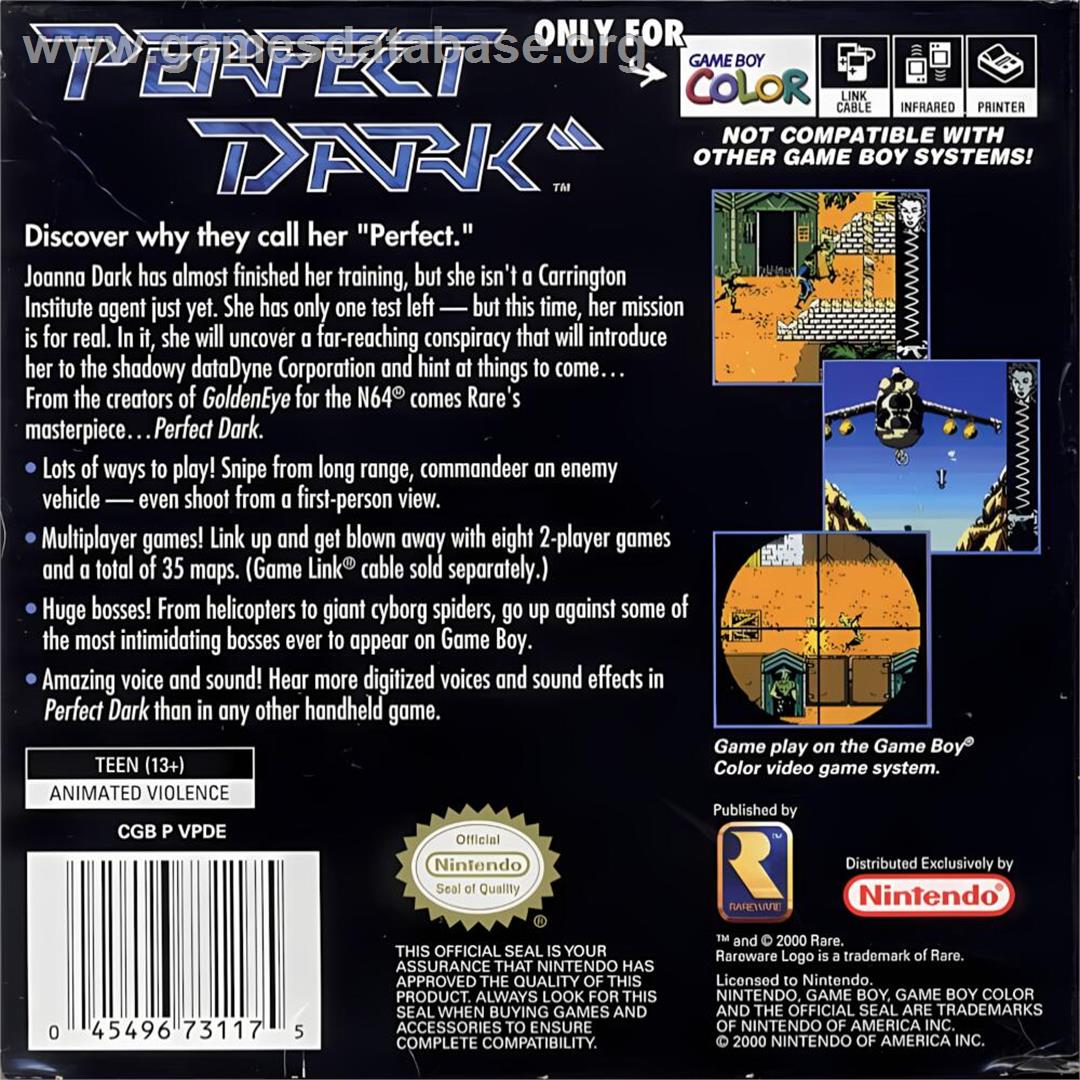 Perfect Dark - Nintendo Game Boy Color - Artwork - Box Back