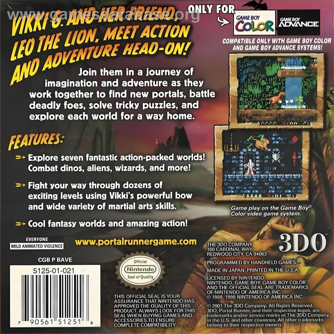 Portal Runner - Nintendo Game Boy Color - Artwork - Box Back