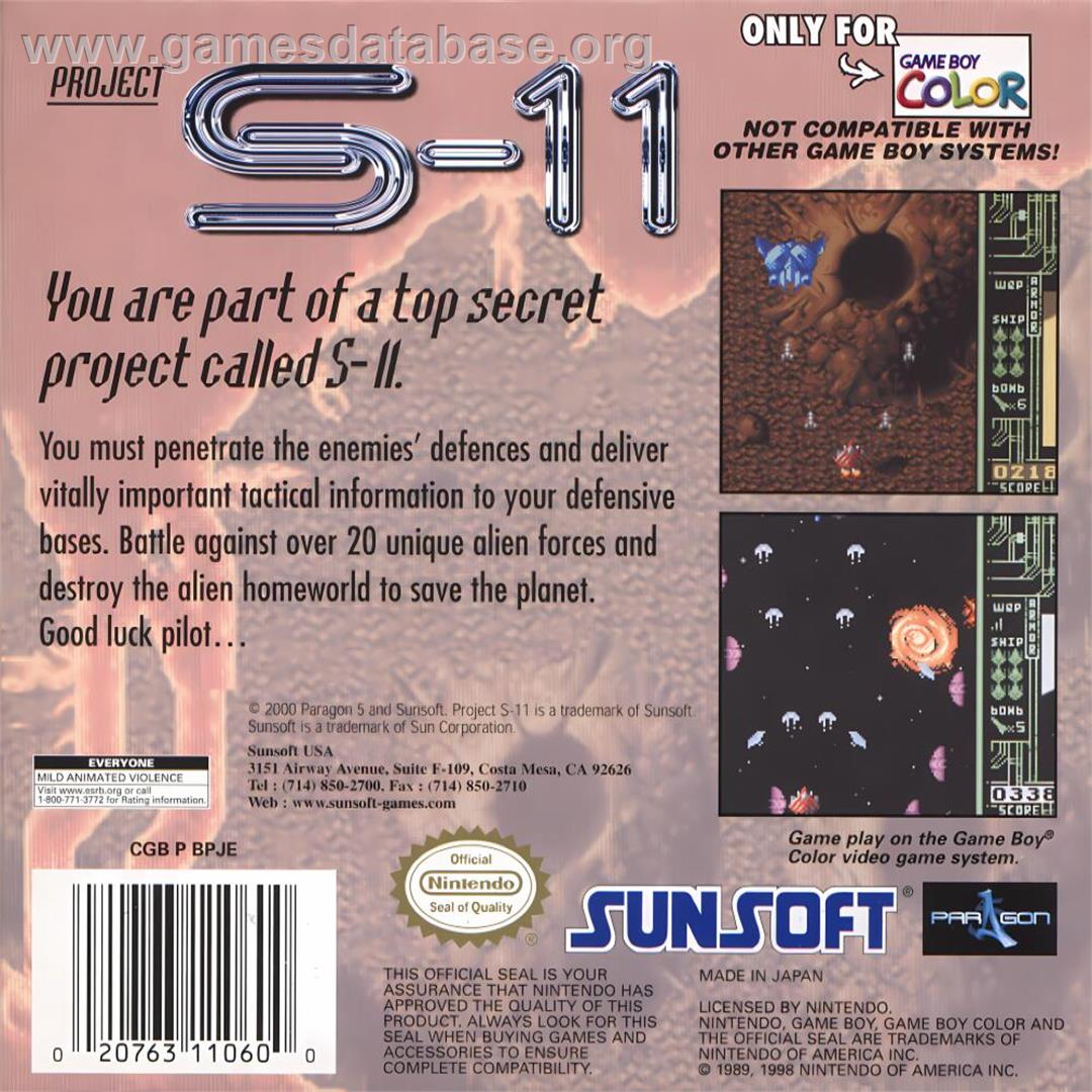 Project S-11 - Nintendo Game Boy Color - Artwork - Box Back