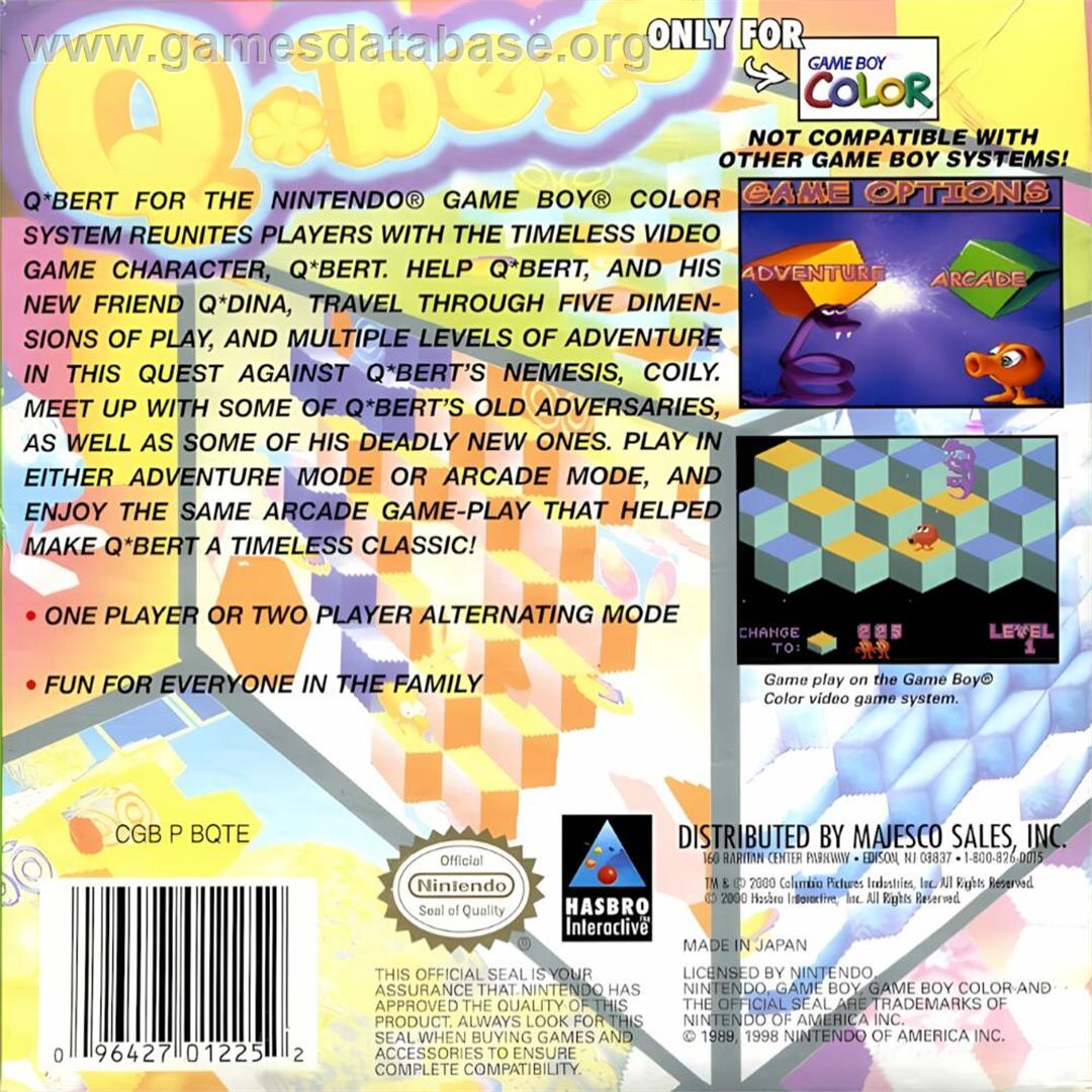 Q-bert - Nintendo Game Boy Color - Artwork - Box Back