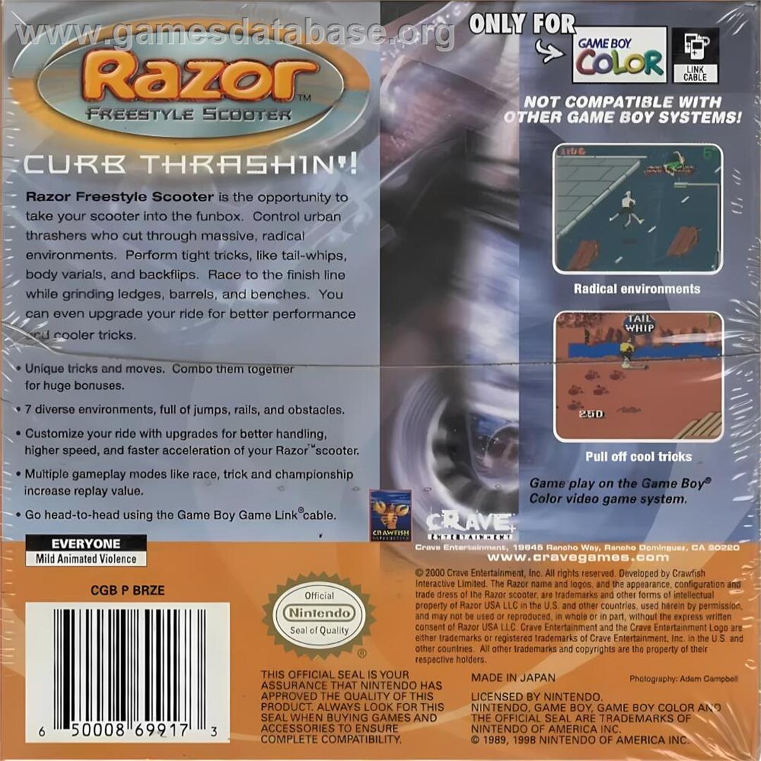 Razor Freestyle Scooter - Nintendo Game Boy Color - Artwork - Box Back