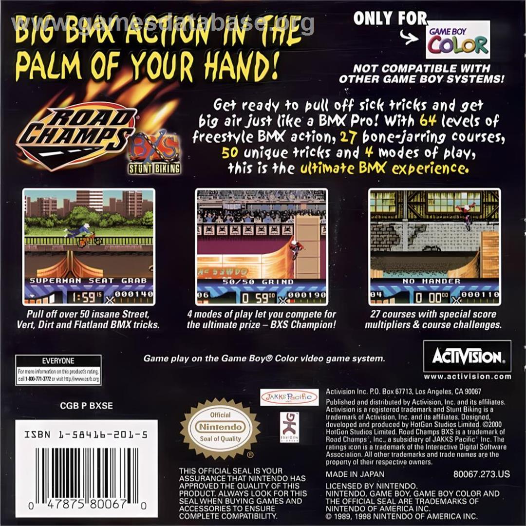 Road Champs - Bxs Stunt Biking - Nintendo Game Boy Color - Artwork - Box Back