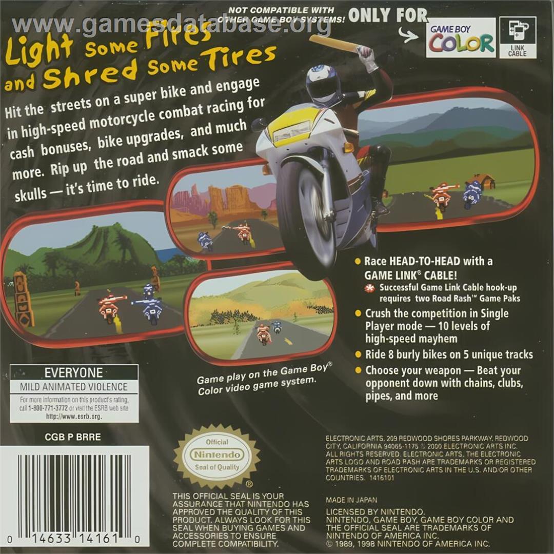 Road Rash - Nintendo Game Boy Color - Artwork - Box Back