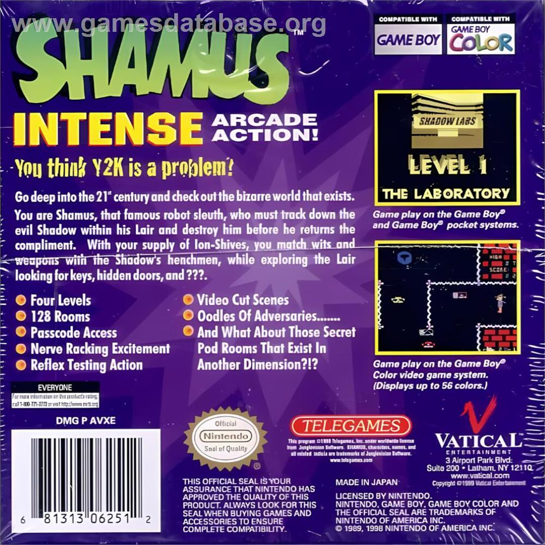 Shamus - Nintendo Game Boy Color - Artwork - Box Back