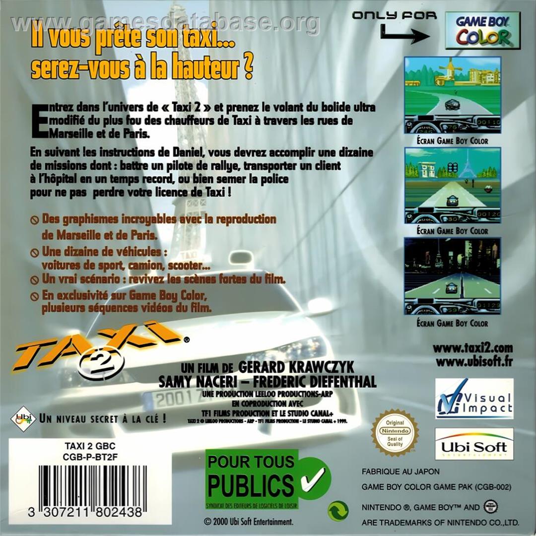 Taxi 2 - Nintendo Game Boy Color - Artwork - Box Back