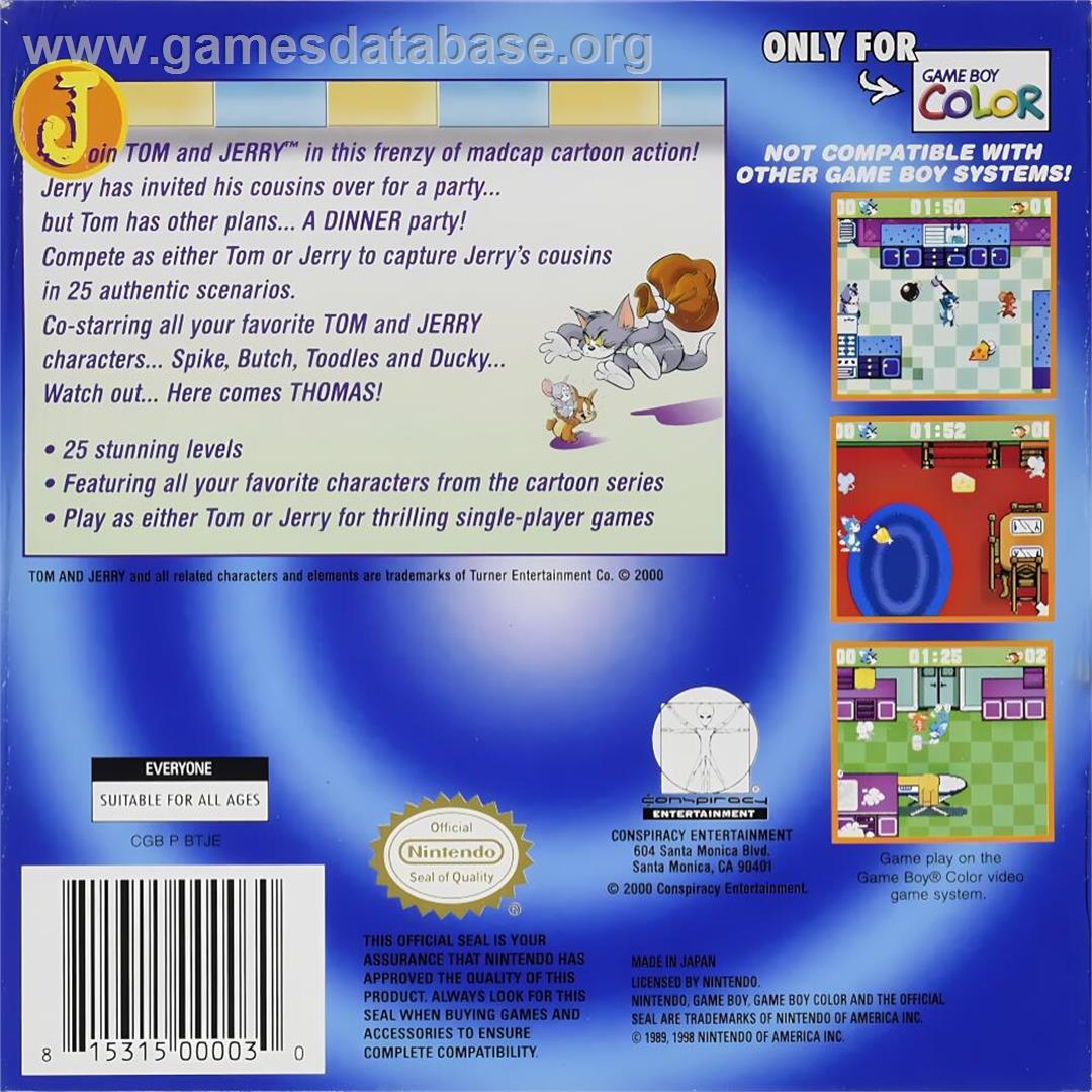 Tom And Jerry - Mouse Hunt - Nintendo Game Boy Color - Artwork - Box Back